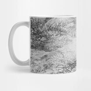 Animal landscape Deer and native plants vintage drawing Mug